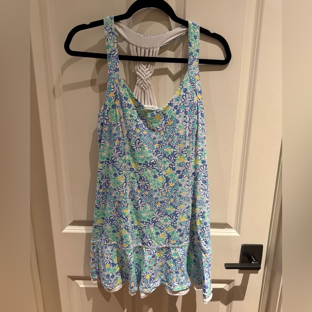 Lilly Pulitzer Athletic Dress with shorts Blue and Green Floral Dress